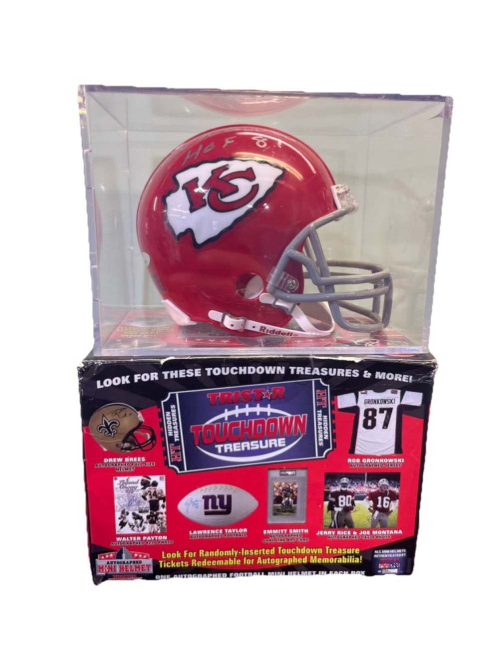 LEN DAWSON SIGNED FOOTBALL MINI HELMET AUTO KANSAS CITY CHIEFS HOF 87 Tristar